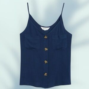 Stitch Fix Market & Spruce Elsa Button Front Cami Women’s M (8/10) Navy Teal NWT